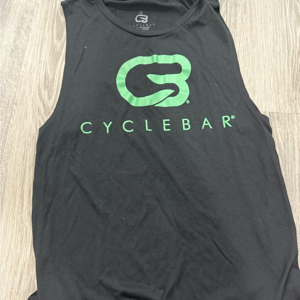CycleBar Black Sleeveless Top with Green Logo